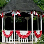 Canadian bunting and flags on gazebo for Canada