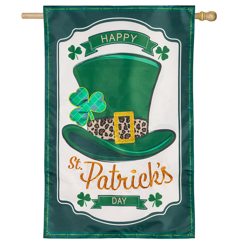 St. Patrick's Day Top Hat Applique House Flag (28 in. x 44 in ...