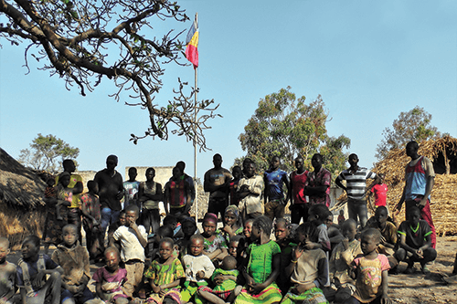 The new flag and pole in the Kinidiri Village in Chad