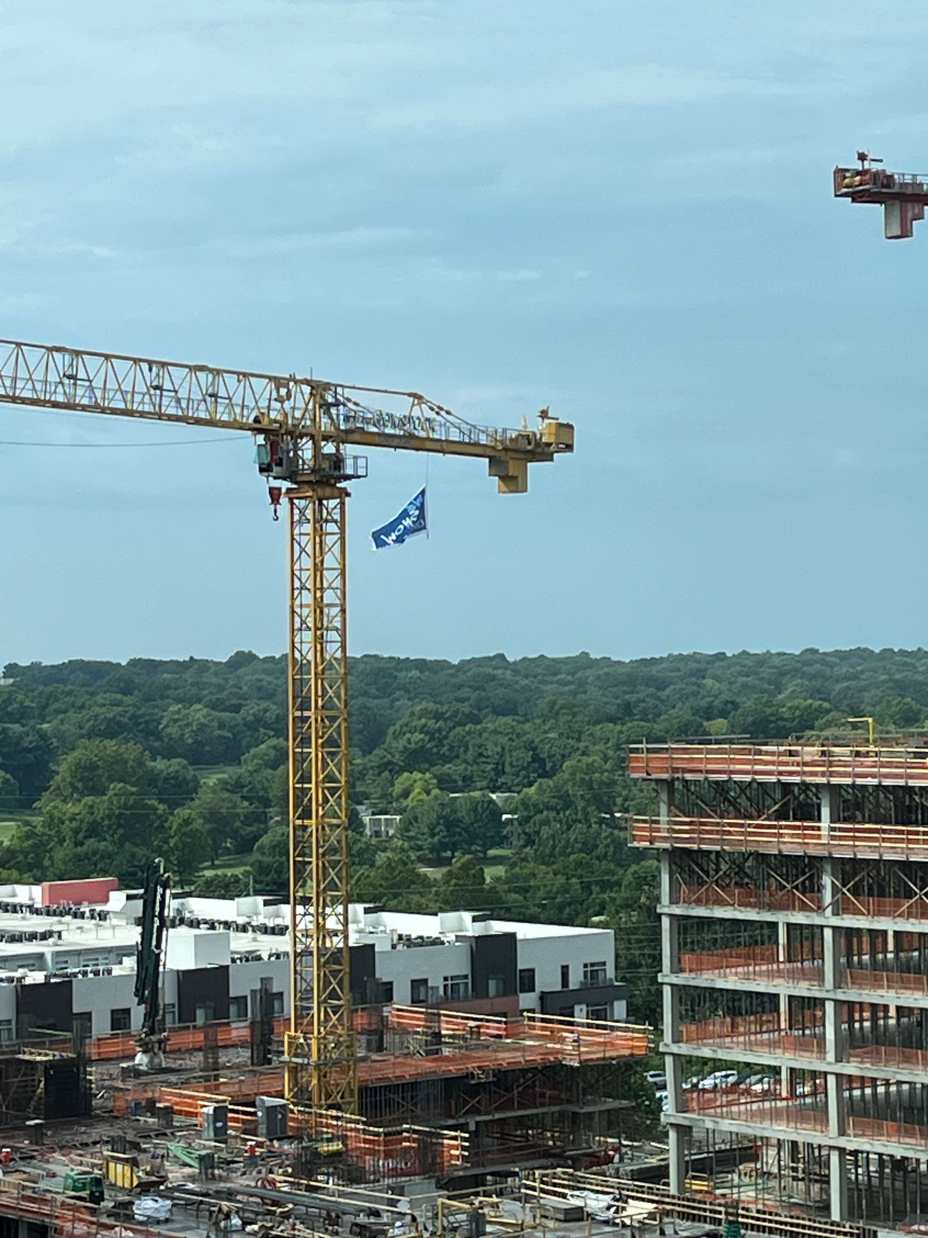 Custom flag on crane