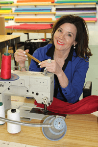 Kerry McCoy in the sewing department