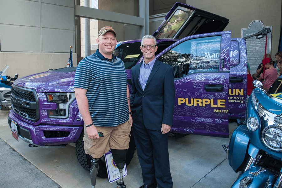 Marshall Kennedy receives a modified truck from the Military Order of the Purple Heart