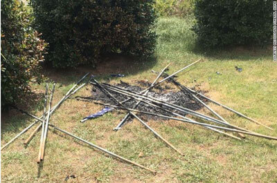 The remains of the flags were found in a pile, the funeral home says. (McDougald Funeral Home)