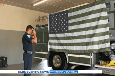 How firefighter Spencer Caradine sees the flag (CBS)