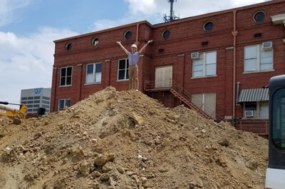 Executive Director of Friends of Dreamland, Matthew McCoy, standing in front of the Taborian Hall (Friends of Dreamland)