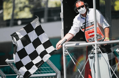 Chequered flag at Red Bull Ring, Austria 2020 Credit: Alamy