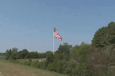 The 40-by-80-foot American flag has flown over Hot Springs since September 2015. Not only was it stolen, but the area was also vandalized overnight. (TVV 11)