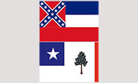 The top design is what's on the current Mississippi flag. The below design with the tree is what the proposed alternative flag would look like. Reuters 