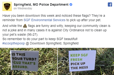 Springfield MO Police Deparment post of the new flags (Facebook)