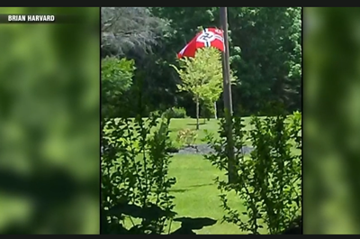 Neighbor Brian Harvard snapped this photo of the flag flying