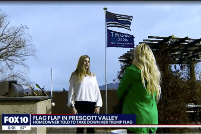 A woman in Prescott Valley may inspire a change in city ordinance when it comes to flying political flags after she is threatened with hundreds of dollars in fines for not taking down a Trump 2020 flag.