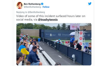 Video of the incident where a fan was asked to remove her flag was posted on Twitter (@BenRothenberg)