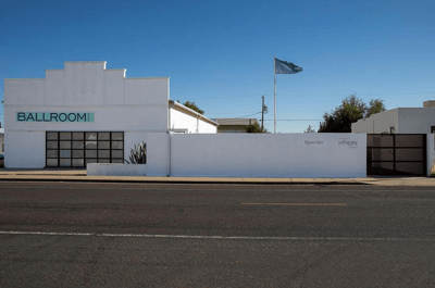 Installation view, Byron Kim, Sky Blue Flag, 2015. Courtesy the artist and Ballroom Marfa. Photo by Mackenzie Goodman.