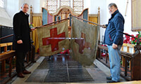  The Rev Paul Cubitt and Keith Jarvis with the old North Walsham First World War flags they would like to recreate. Picture: Richard Batson