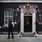 Pennants decorate Downing Street